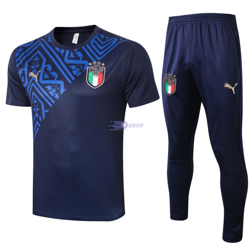 Camiseta de Entrenamiento Italia 2020 Kit Cuello Redondo Azul Marino